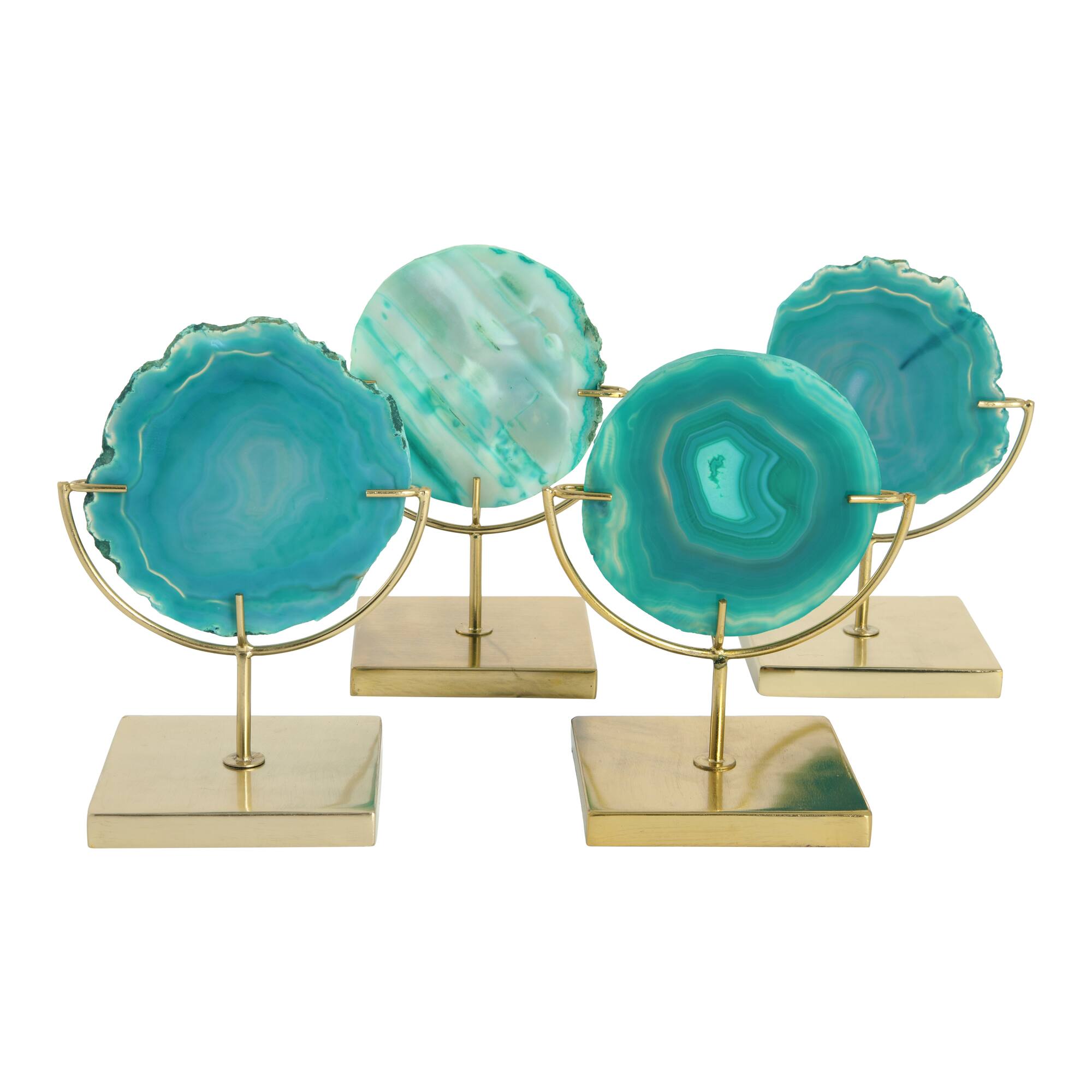 Hello Honey® 7" Marbled Turquoise Decorative Agate Slice Accent on Metal Stand